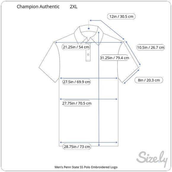 Champion Officially Licensed Penn State Short Sleeve Embroidered Logo Polo 2XL - Picture 9 of 9
